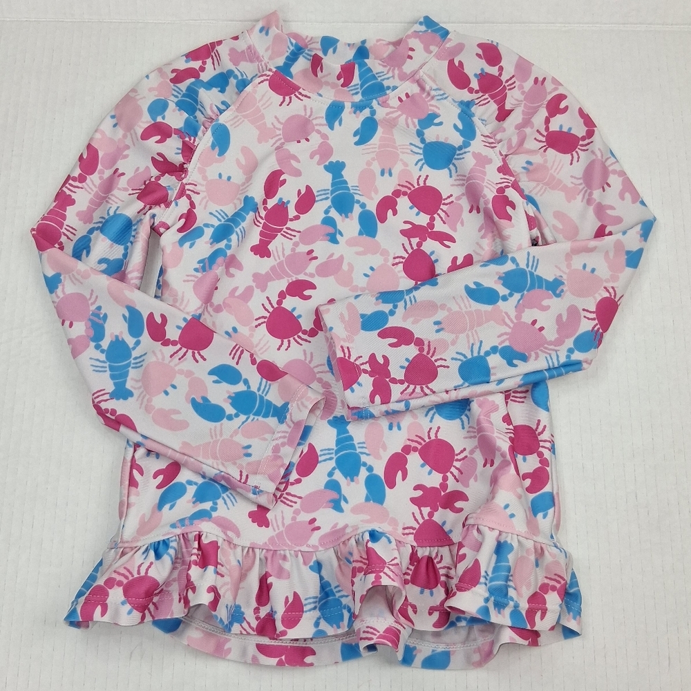 The Original Flap Happy Pink Lobster UPF+50 Long Sleeve Swimsuit Top